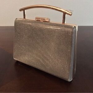 Silver Handbag With Gold Trim
